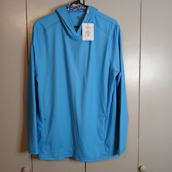 Gram Luxe Men's Blue "Large" Hoodie Pullover Golf Light Weight Stretch (0366P3) - Picture 1 of 10